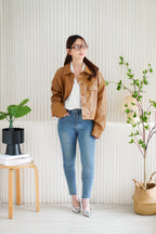 Timesquare Faux Leather Jacket in Brown
