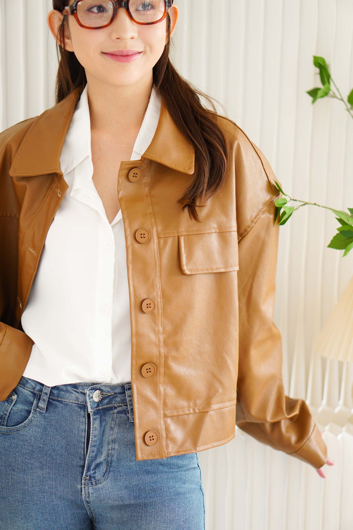 Timesquare Faux Leather Jacket in Brown