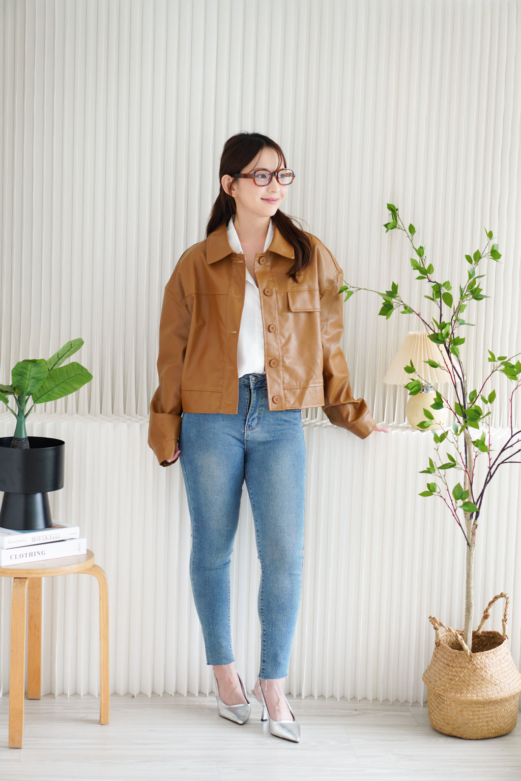 Timesquare Faux Leather Jacket in Brown