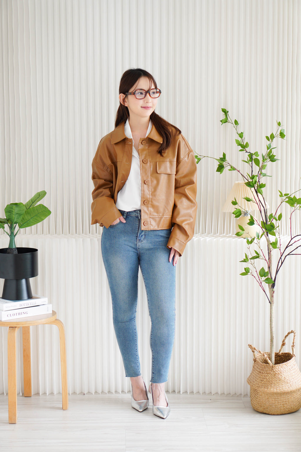 Timesquare Faux Leather Jacket in Brown