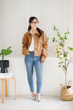 Timesquare Faux Leather Jacket in Brown