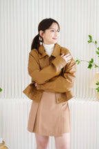 Timesquare Faux Leather Jacket in Brown