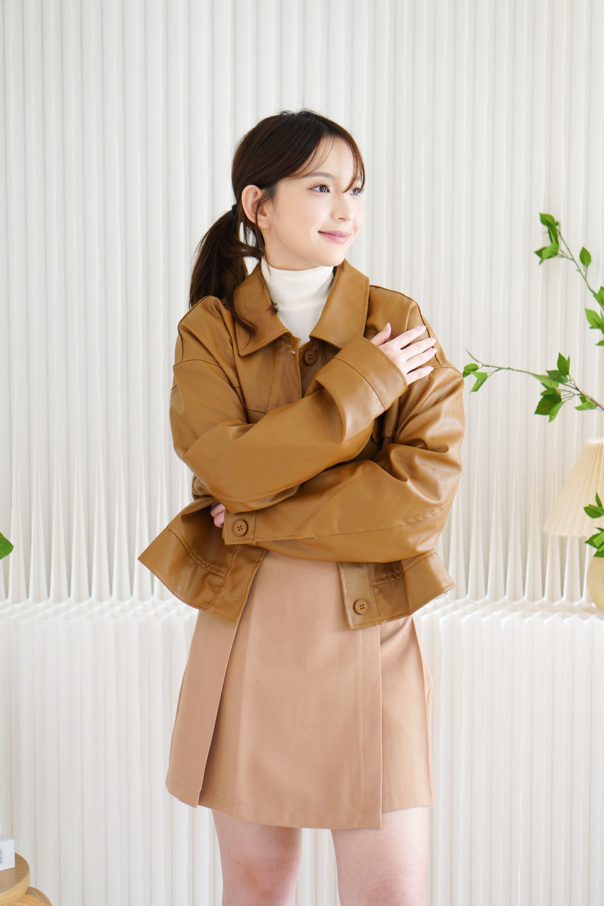 Timesquare Faux Leather Jacket in Brown