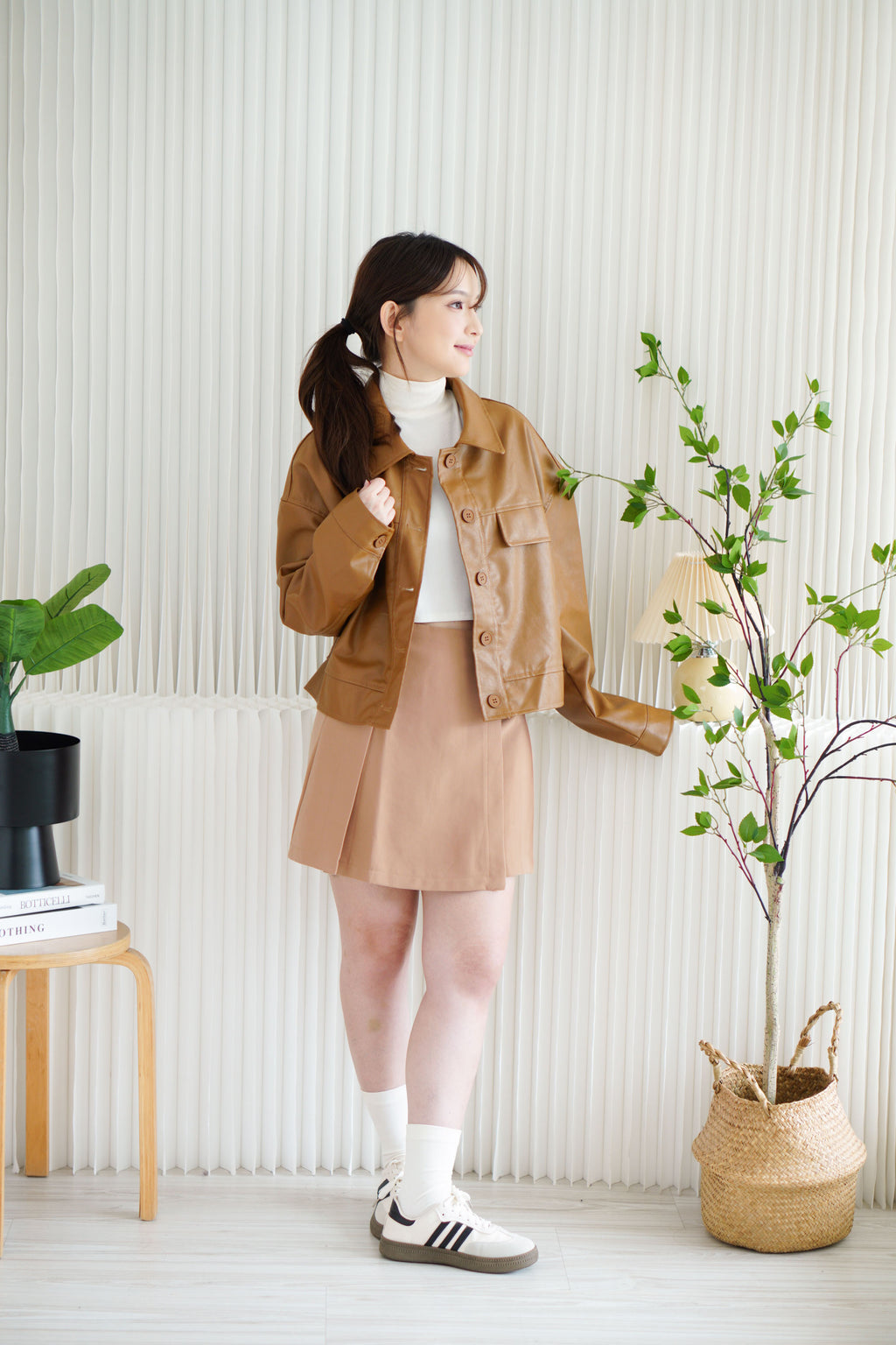 Timesquare Faux Leather Jacket in Brown