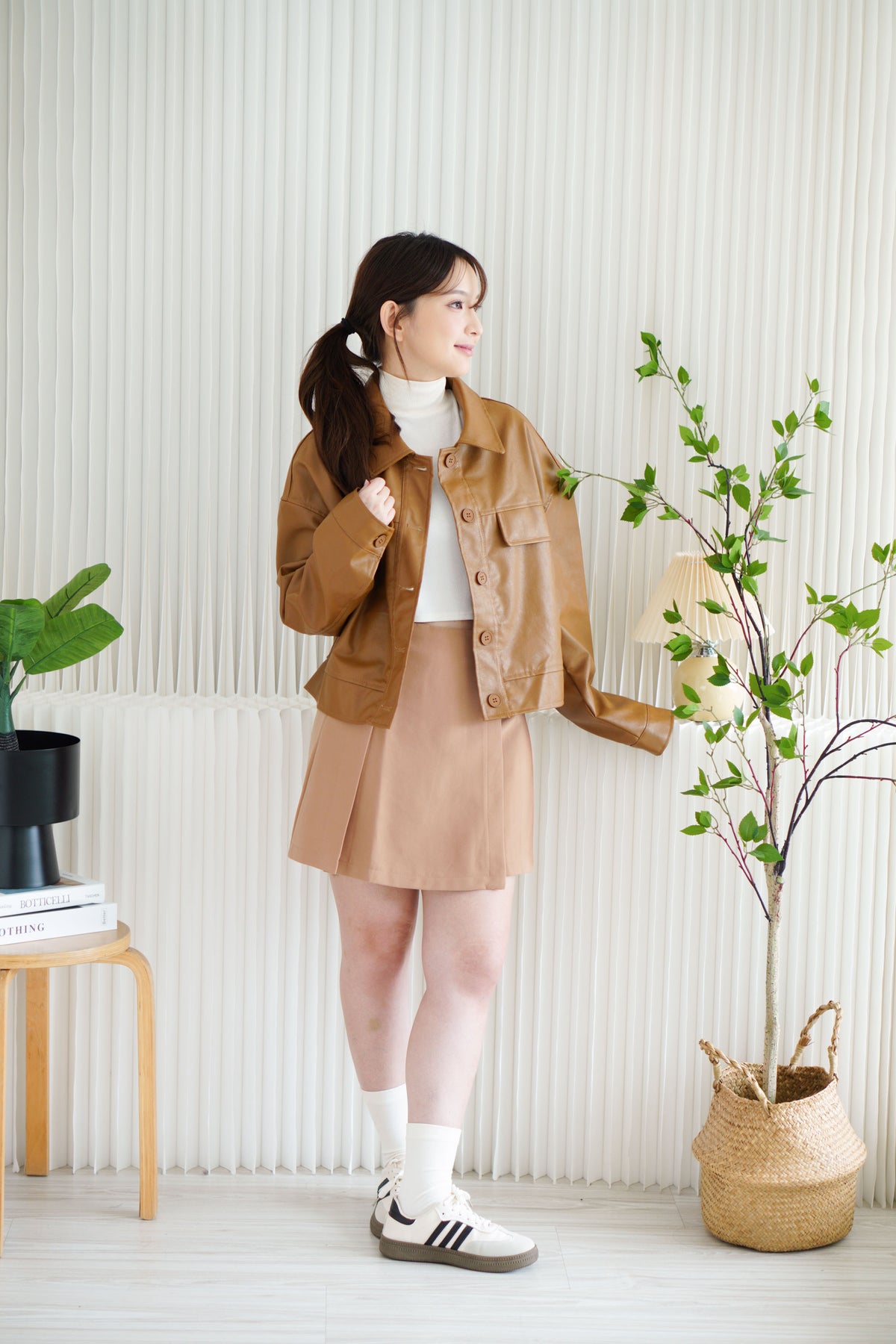Timesquare Faux Leather Jacket in Brown