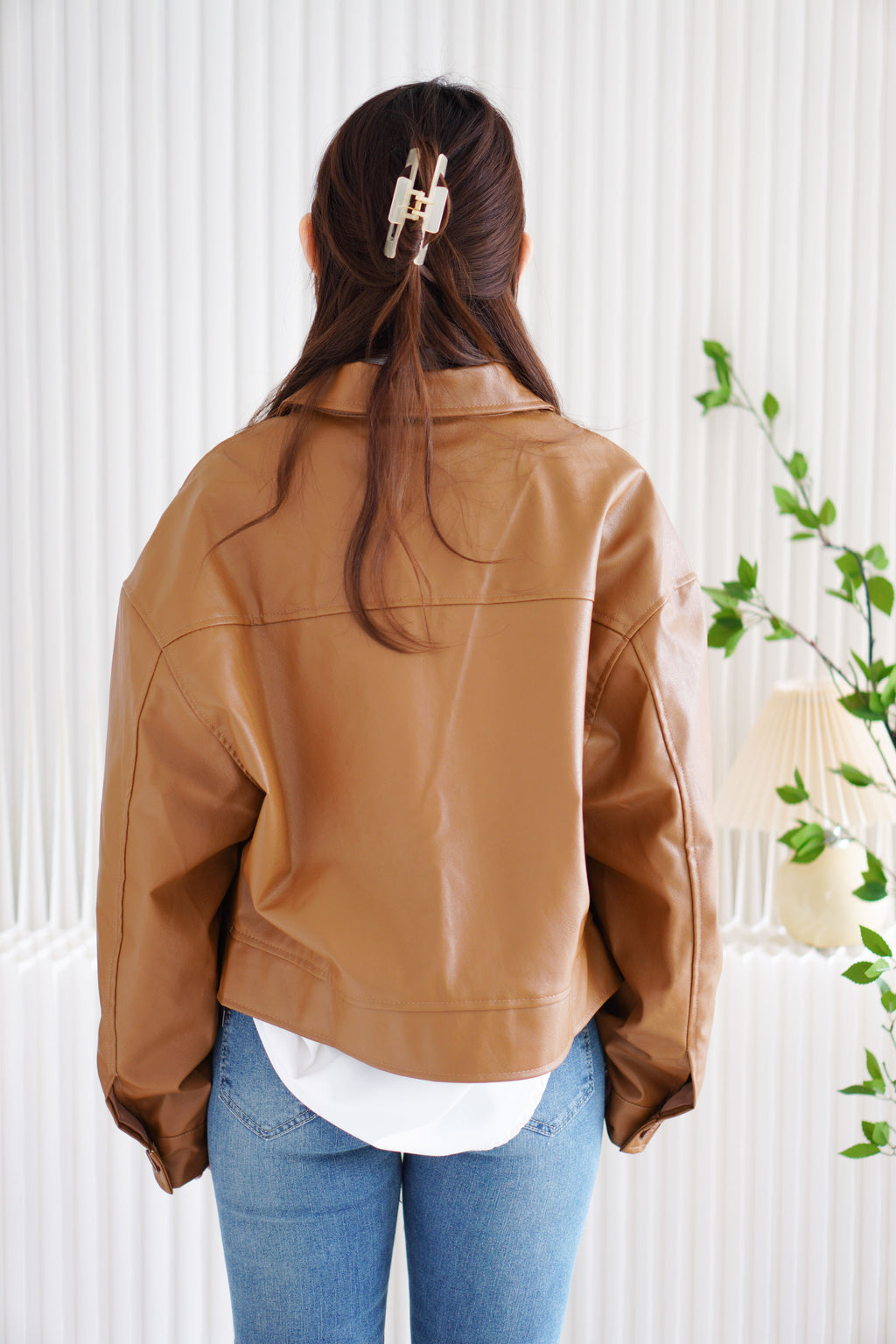 Timesquare Faux Leather Jacket in Brown