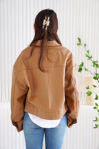 Timesquare Faux Leather Jacket in Brown