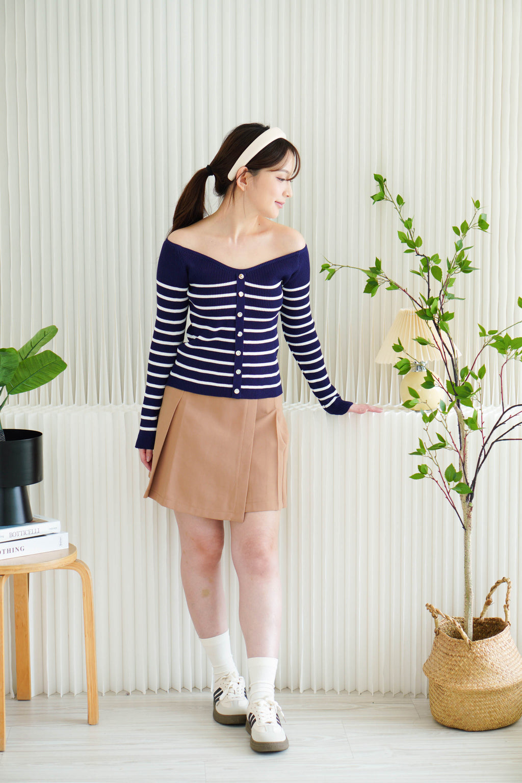 Cloris Mini A-Line Skirt in Khaki
