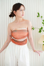 Bali Ombre Mesh Padded Tube Top in Brown Orange