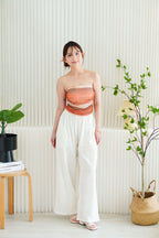 Bali Ombre Mesh Padded Tube Top in Brown Orange