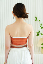 Bali Ombre Mesh Padded Tube Top in Brown Orange