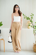 Dika Wide Legged Pinstripes Pants in Khaki