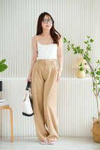Dika Wide Legged Pinstripes Pants in Khaki