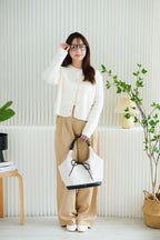 Dika Wide Legged Pinstripes Pants in Khaki