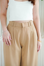 Dika Wide Legged Pinstripes Pants in Khaki