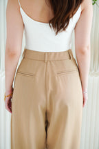 Dika Wide Legged Pinstripes Pants in Khaki