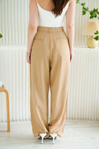 Dika Wide Legged Pinstripes Pants in Khaki