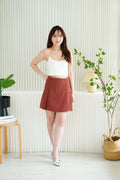 Cloris Mini A-Line Skirt in Brick Red