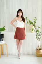 Cloris Mini A-Line Skirt in Brick Red