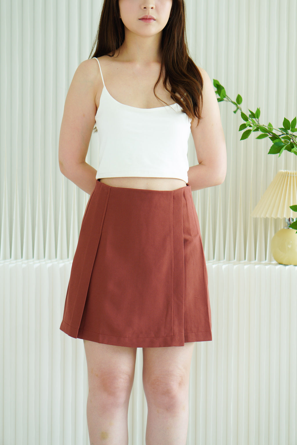 Cloris Mini A-Line Skirt in Brick Red