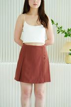 Cloris Mini A-Line Skirt in Brick Red