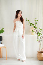 Dika Wide Legged Pinstripes Pants in White