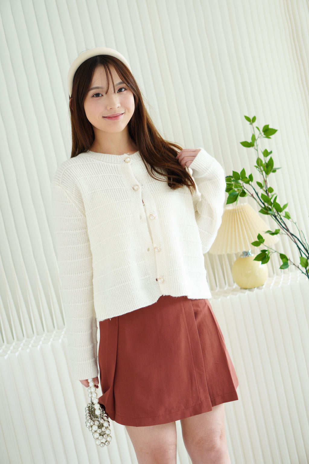 Cloris Mini A-Line Skirt in Brick Red