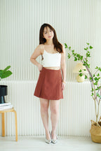 Cloris Mini A-Line Skirt in Brick Red