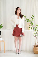 Cloris Mini A-Line Skirt in Brick Red