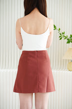 Cloris Mini A-Line Skirt in Brick Red