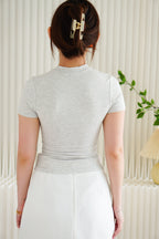 Nello Basic Round Neck Top in Grey