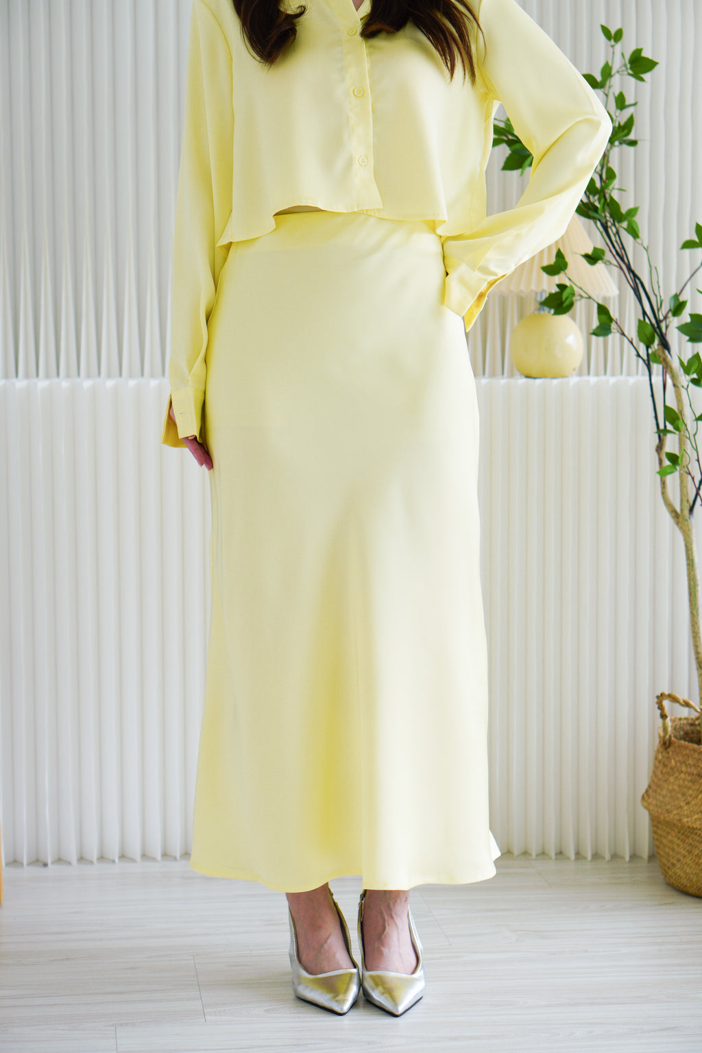 Sonnie Satin Skirt in Yellow