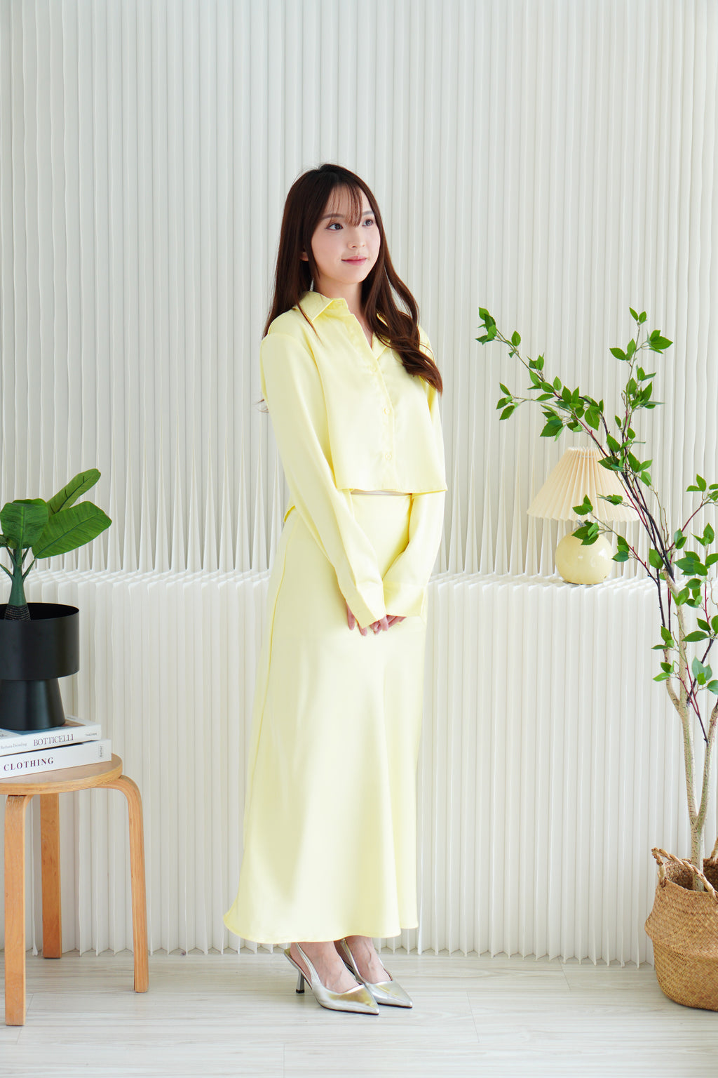 Sonnie Satin Skirt in Yellow