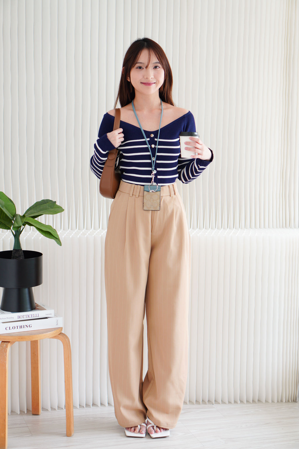 (BACKORDER) Aven Knit Stripes Off Shoulder Top in Blue