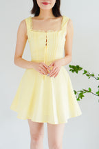 Maisie A-Line Corset Mini Dress in Yellow