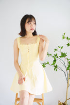 Maisie A-Line Corset Mini Dress in Yellow