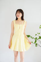 Maisie A-Line Corset Mini Dress in Yellow