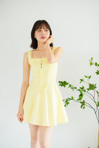 Maisie A-Line Corset Mini Dress in Yellow