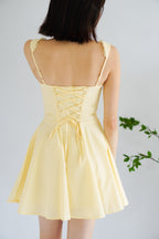 Maisie A-Line Corset Mini Dress in Yellow