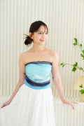 Milos Painting Ombre Mesh Padded Tube Top in Blue