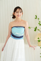 Milos Painting Ombre Mesh Padded Tube Top in Blue