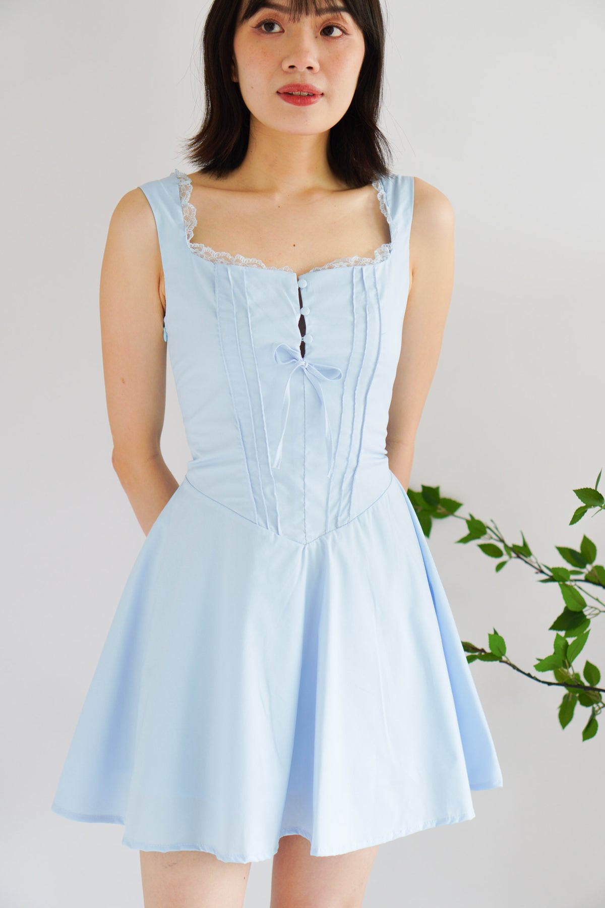 Maisie A-Line Corset Mini Dress in Blue