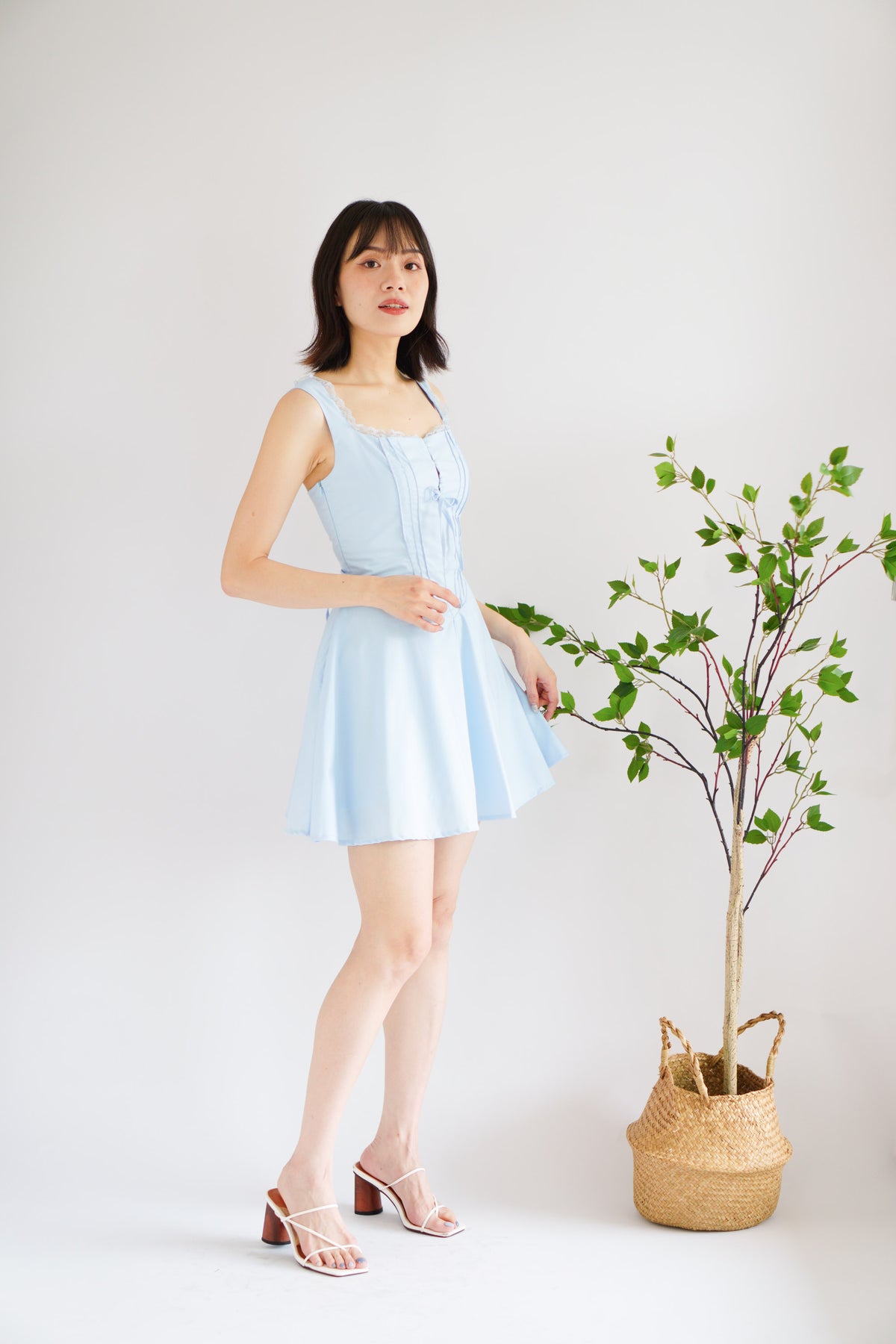 Maisie A-Line Corset Mini Dress in Blue
