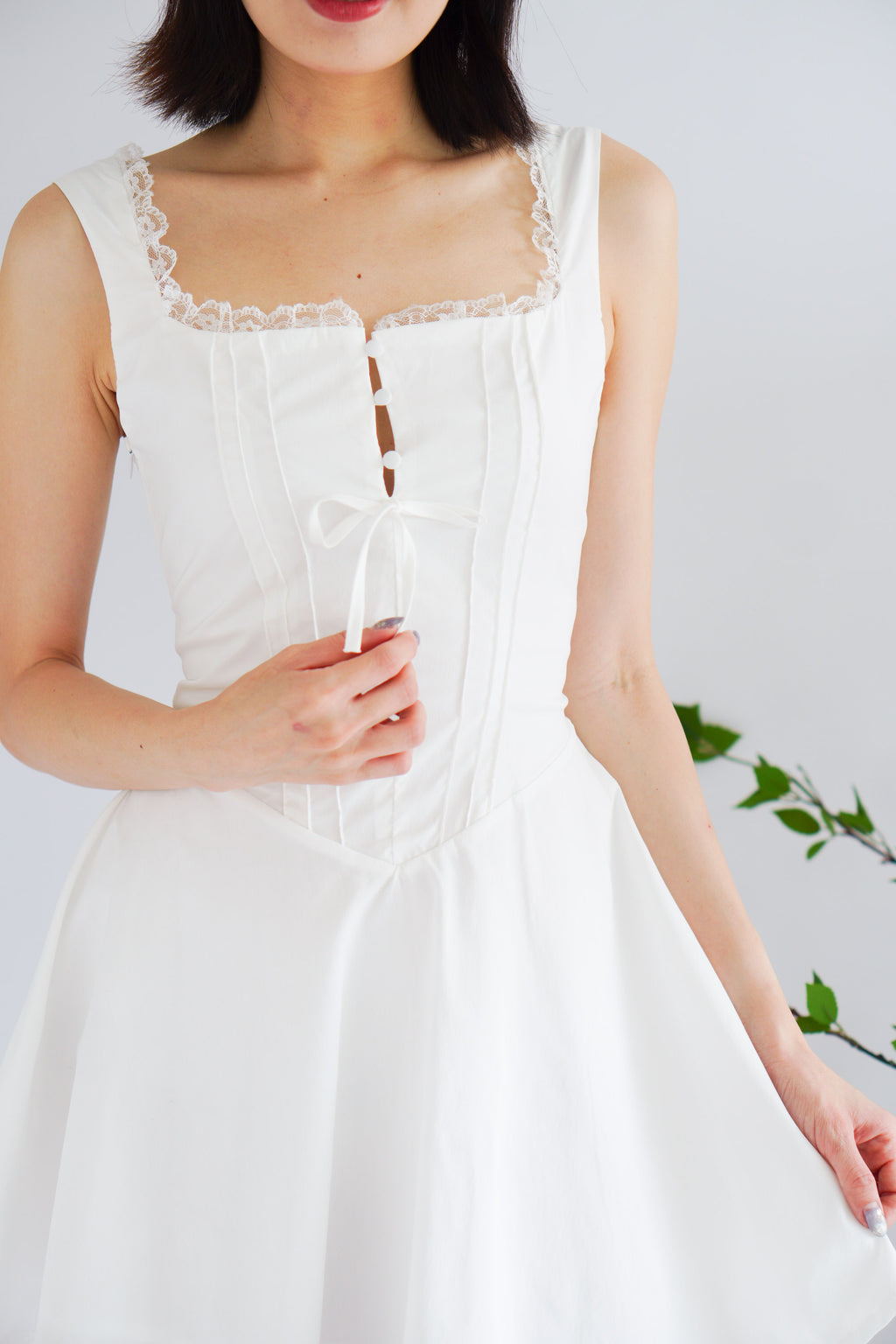 Maisie A-Line Corset Mini Dress in White