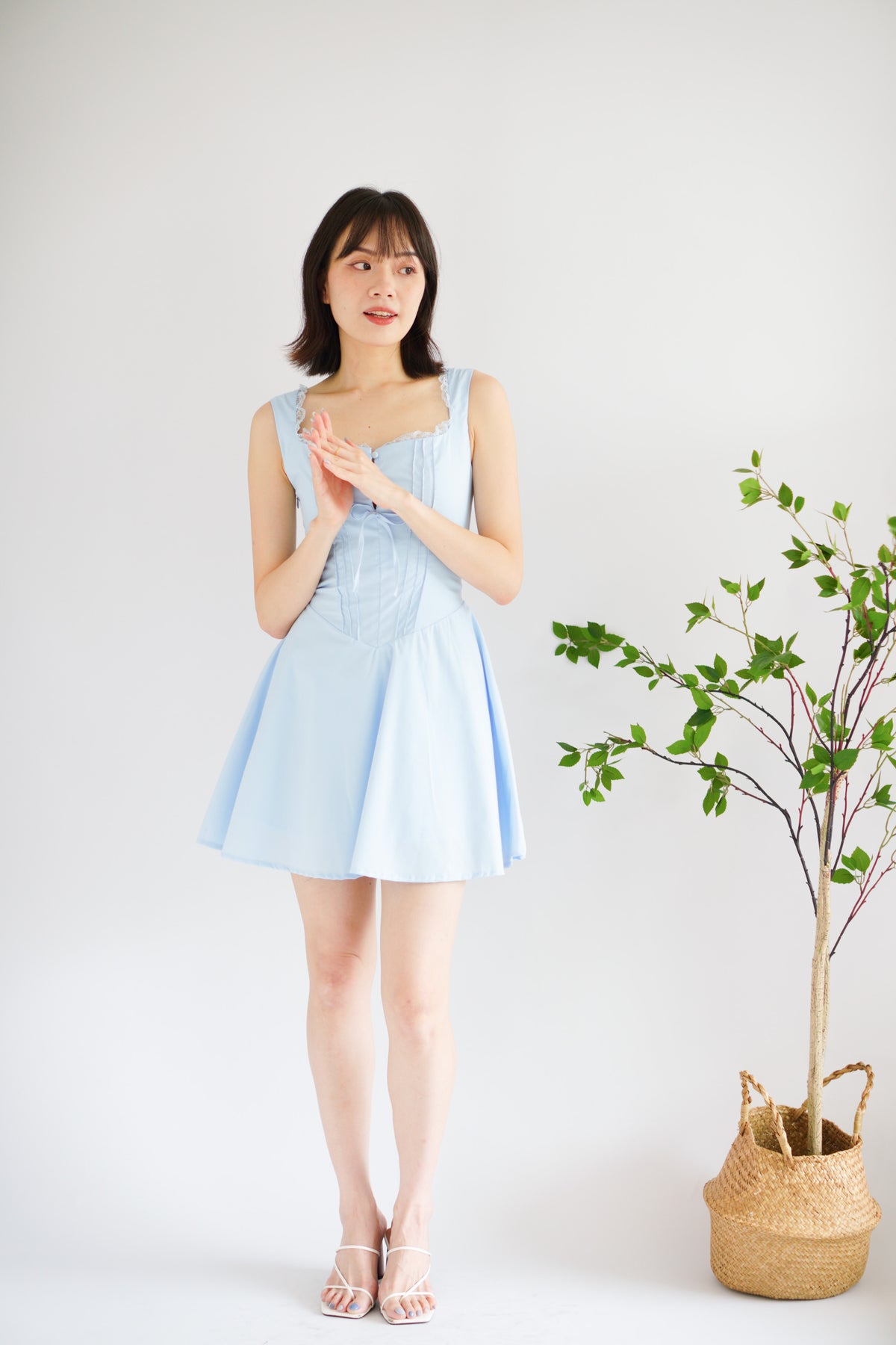 Maisie A-Line Corset Mini Dress in Blue