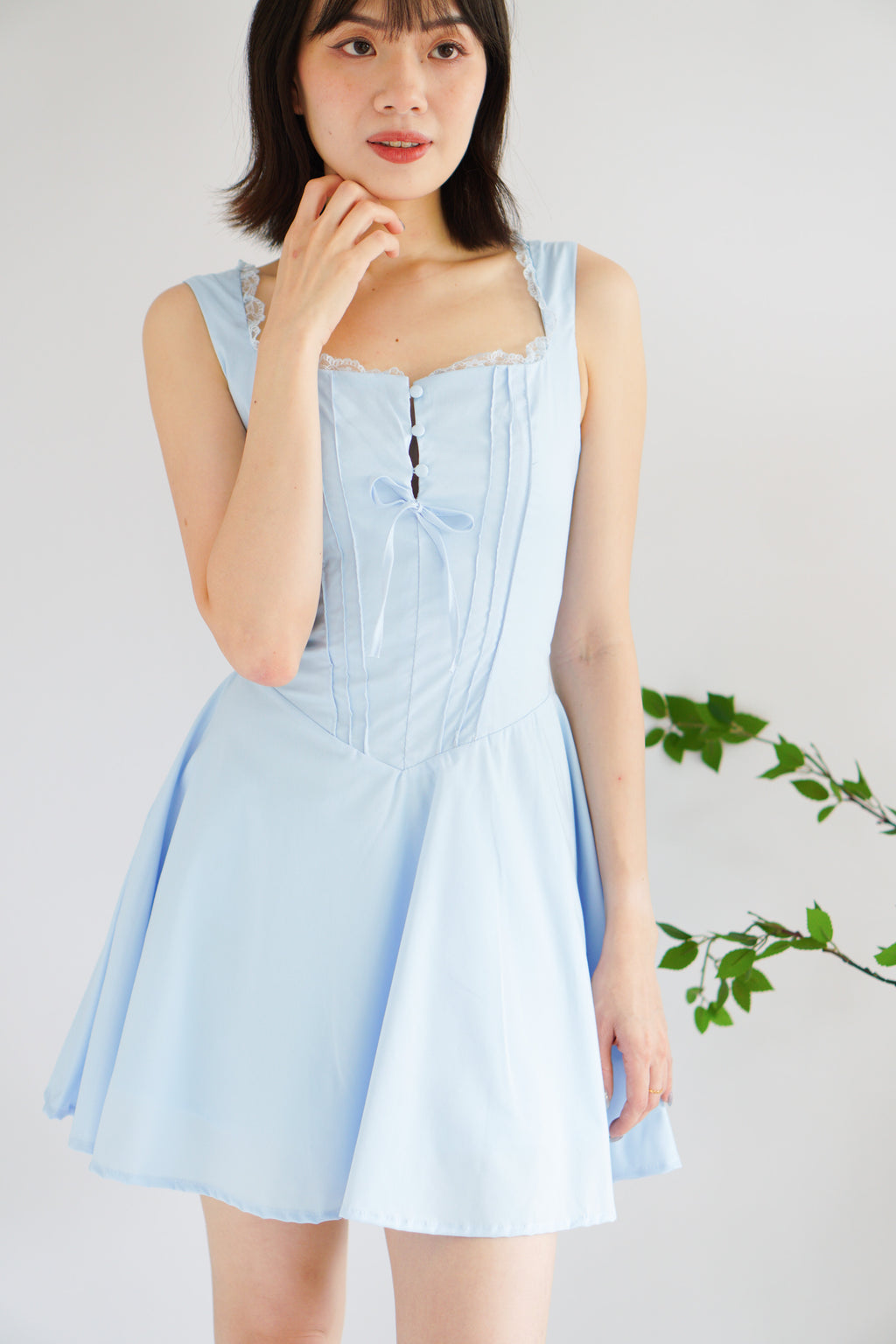 Maisie A-Line Corset Mini Dress in Blue
