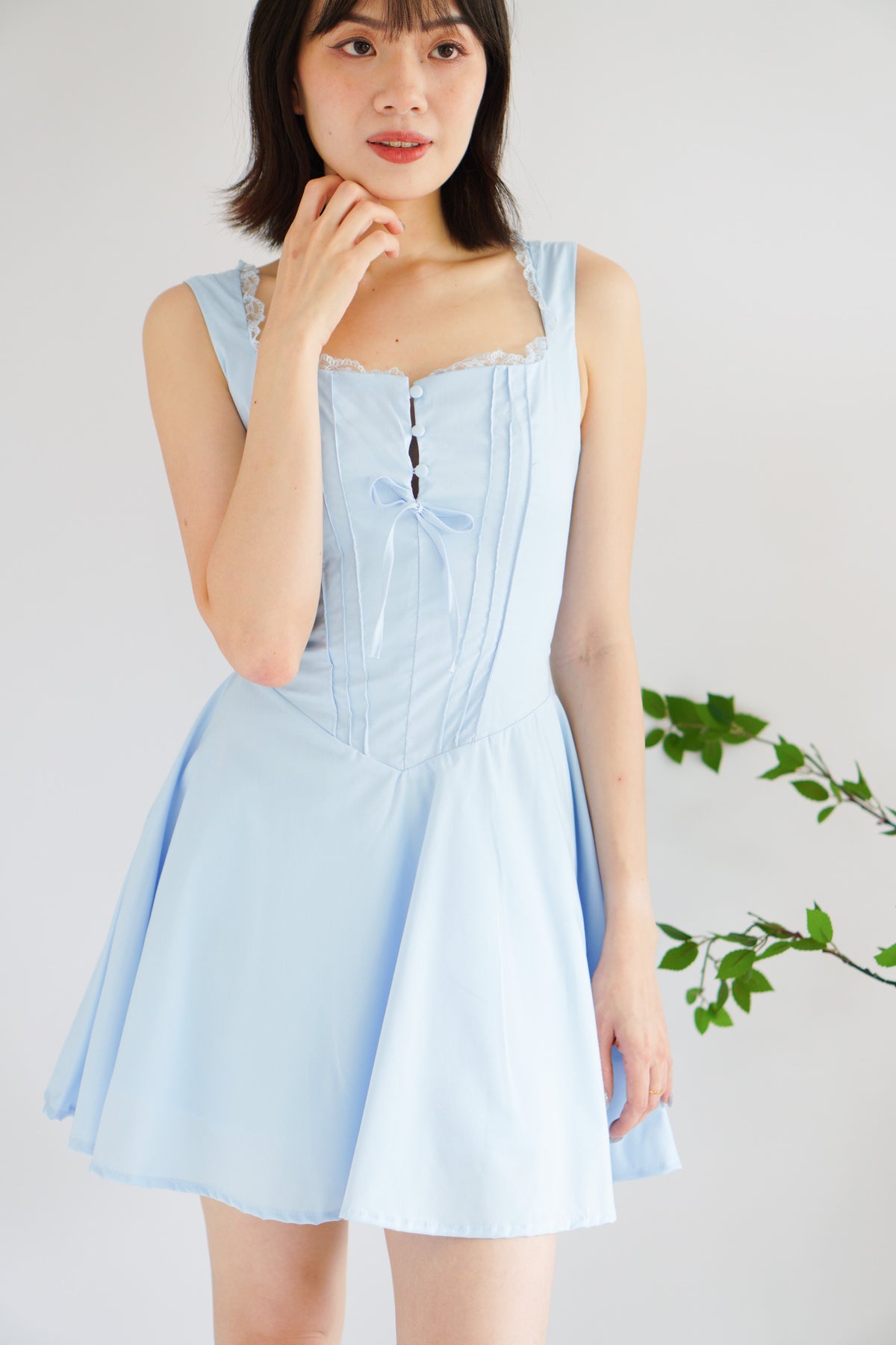 Maisie A-Line Corset Mini Dress in Blue