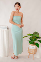 Love Storm Tube Bodycon Maxi Dress in Teal Green