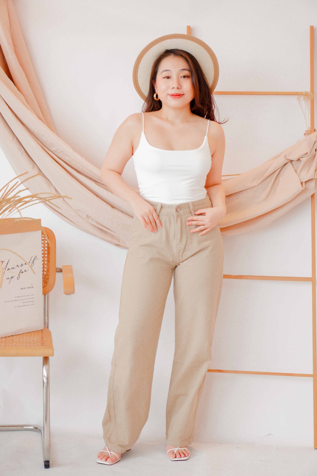Warm Toffee Wide Legged Jeans in Khaki