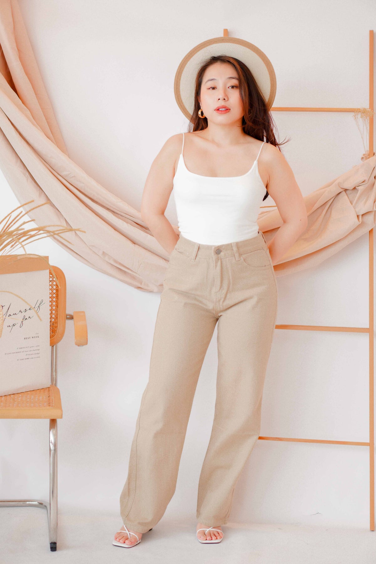 Warm Toffee Wide Legged Jeans in Khaki